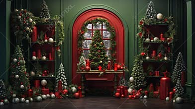 Festive red and green Christmas scene