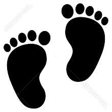 Baby feet clean black icon
