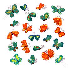 Set of colored butterflies. Vector illustration
