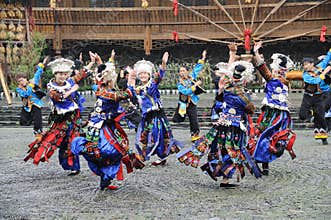 The chinese miao dancing