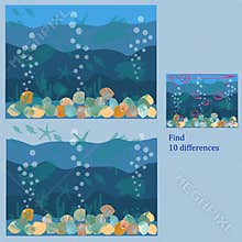 in the rebus for children up to 6 years old marine life find 10 differences