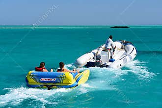 Water entertainment in the Red Sea.Travel photography.
