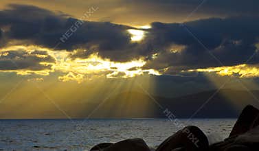 Tahoe Sunset Beams
