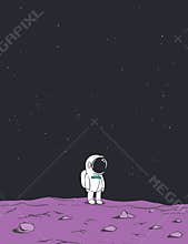 Cute baby astronaut stands alone