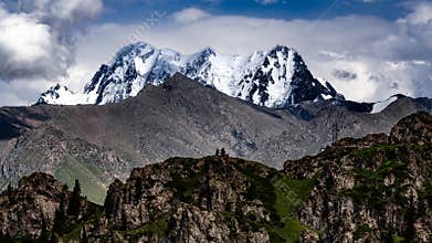 Bogda Peak Snow Mountain in summer - Tianchi Scenic Spot in Tianshan Mountains, Xinjiang