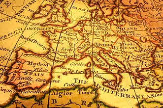 Old Map of Europe and Mediterranean