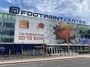 Exterior of the Footprint Center, a basketball arena, home of the NBA team, Phoenix Suns