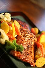 Seasoned Salmon on Vegetables