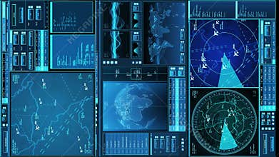 Futuristic spaceship control panel interface. Spacecraft digital dashboard background with indicators and tools. The