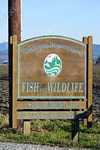 Sign for Washington Department of Fish and Wildlife at Fir Island