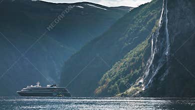Cruise liner in the Geiranger fjord
