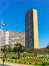 Vertical shot of the JK Building in Raul Soares Square in the city of Belo Horizonte, Brazil