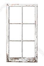 Old 6 pane window on white