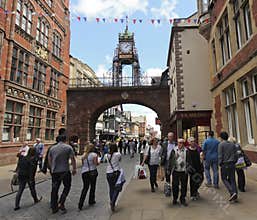 A Busy Eastgate Street in Chester, England