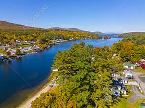 Alton Bay aerial view in fall, NH, USA