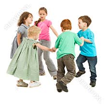 Happy kids playing circle game