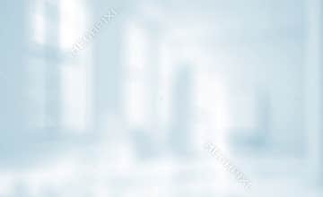 Empty corridor hallway of modern white office building room with glass entrance door business blur background, corridor in a