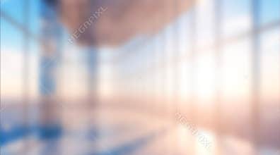 Empty corridor hallway of modern white office building room with glass entrance door business blur background, corridor in a