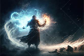 Battlemage in magical fantasy setting for game character design