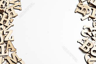 Assorted Wood Letters on Left and Right Border  on White