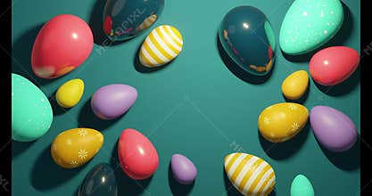 Colourful Falling Easter Eggs Background