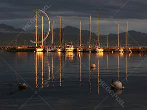 Sunset on Lake Geneva in Lausanne, Switzerland