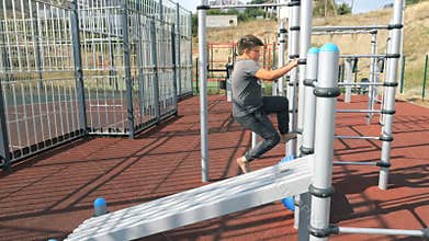 Children on the playground on the street in the yard. Live a healthy life. Be H3althy