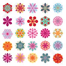 Set of colorful flower icons