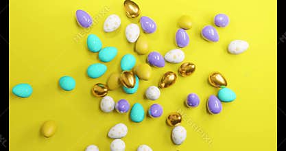 Colourful Easter Eggs Background Yellow
