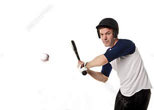 Baseball or softball Player Hitting a Ball