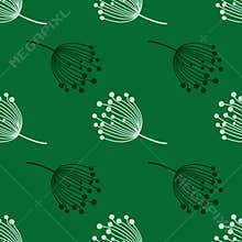 Simple dandelion silhouette seamless pattern. Blowball botanical background. Abstract floral wallpaper