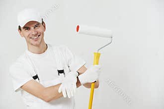 Portrait of house painter worker
