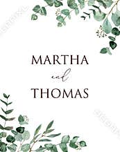 Watercolor botanical frame with eucalyptus branches. Green leaf and forest foliage corner border. Floral painting