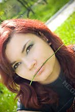 Biting on grass
