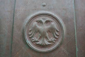 Herceg Novi Montenegro 08.09.2022 Monument to Stefan Tvrtko I king of Bosnia, Dalmatia and Croatia since 1390. Detail on