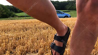walking in a Stubble field in summer in Germany