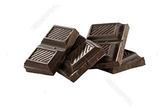 Chocolate pieces isolated on white background