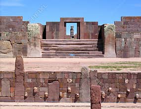 Bolivia, Tiwanaku ruins, pre-Inca Kalasasaya & lower temples