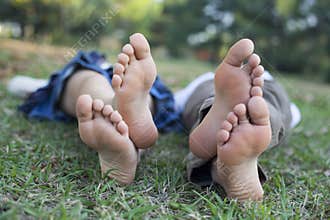 Sleeping children in the nature