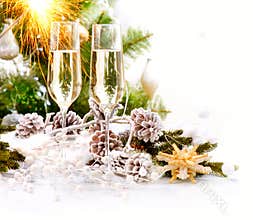 New Year Card Design with Champagne