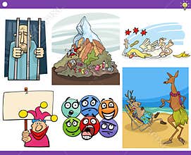 cartoon concepts or metaphors with comic characters set