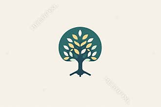 Vintage style cartoon tree logo