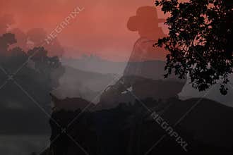 Cowboy silhouette.