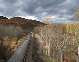 Train and the New England foliage