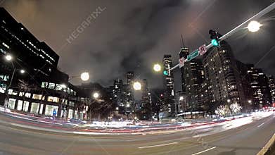 An Evening View of the Intersection of Chicago Avenue and Lake Shore Drive