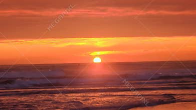 Amber Sunset, Ocean\'s Evening Serenade