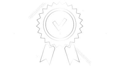Animated silver linear symbol of quality mark. Quality sign. Approved or line certified icon.