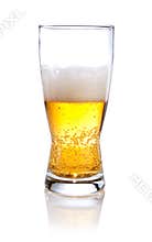 Half glass of beer on a