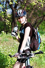 Active bicyclist in the park