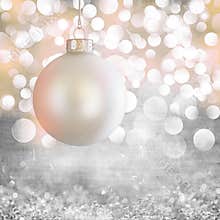 White Vintage Christmas Ornament Over Grey Grunge